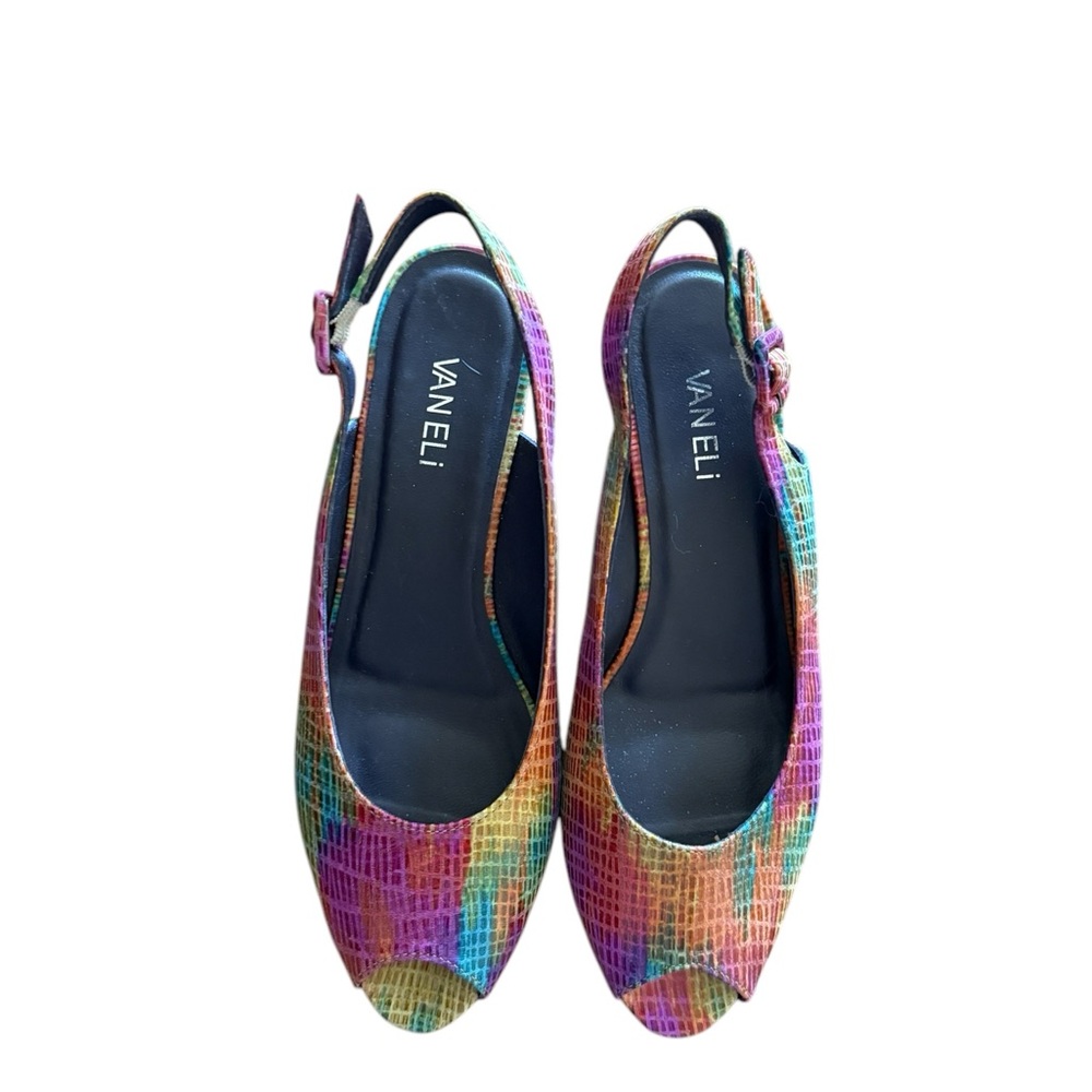 Shoes Wedges Sandals SLINGBACK Vaneli Women's Multicolor Slingback Heels size 8 - Picture 3 of 6